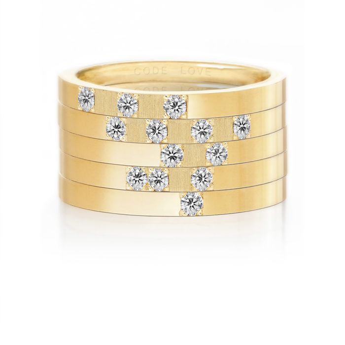 Kimura Light Jewelry/18K Gold Morse Code Pair Ring K Gold Pair Ring 18K Gold  Ring Diamond Ring - Shop kimuragold General Rings - Pinkoi